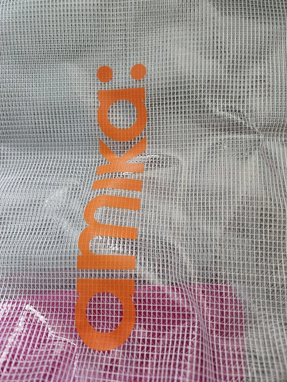amika Hot Pink Clear Mesh Travel Tote with Orange Logo And Products!